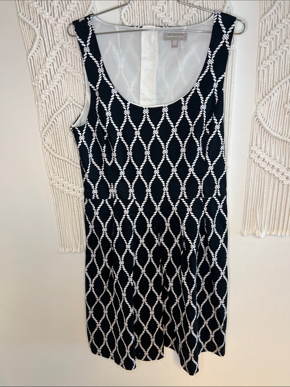 Banana Republic Black Dress with White Rope Lattice